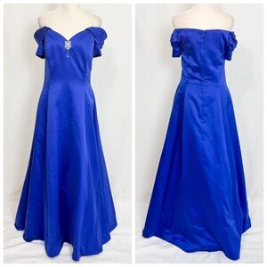 Vintage Scott McClintock Royal Blue Off-Shoulder Prom Dress